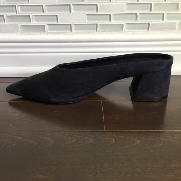 NWT Vince Ralston Navy Blue Suede Slip On Mule - Picture 10 of 15